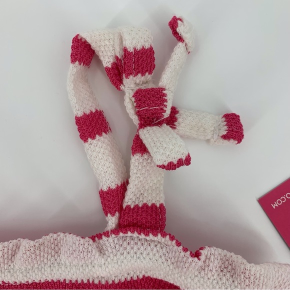 Vince Camuto NWT Girls' White & Pink Striped Waffle-knit Sleeveless Romper, 7 - Picture 11 of 16